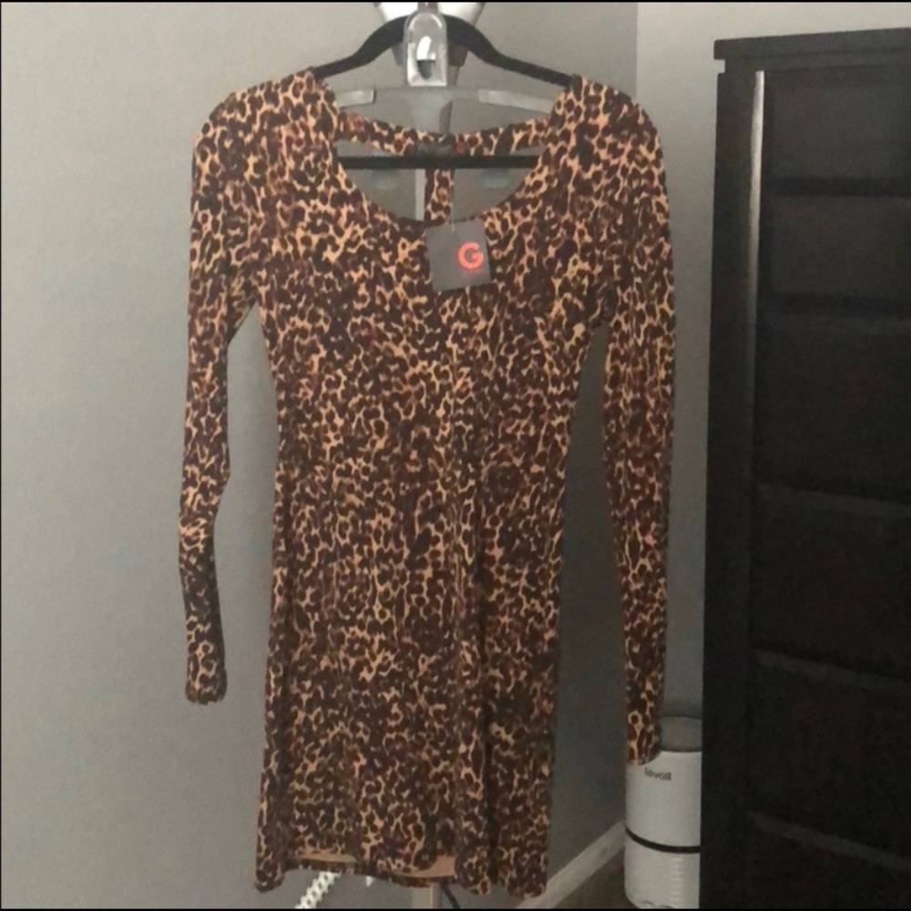 Leopard print long sleeve dress size L